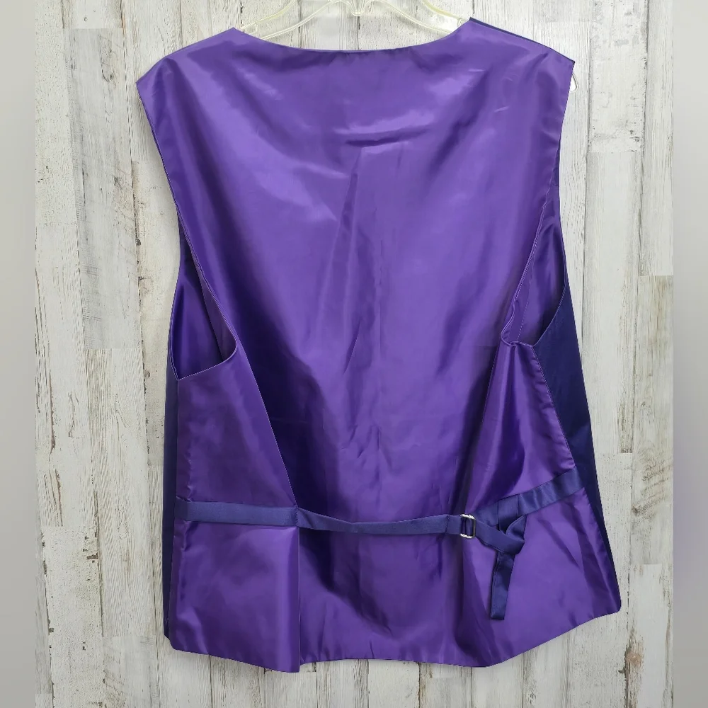 Fortino Landi Large Purple Tuxedo Suit Vest Tie Handkerchief Wedding Church Prom